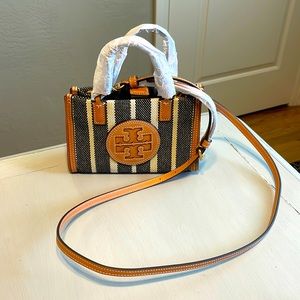Tory Burch mini Ella striped canvas tote